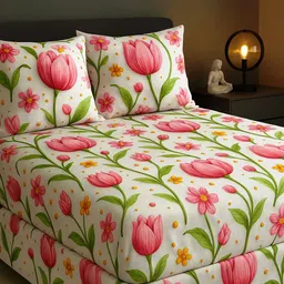 moonroof Cotton King Fitted (Elastic) 295 TC Self Design Bedsheet-picture-28