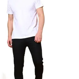 white hand Men Slim Mid Rise Black Jeans image 4