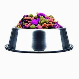 yimk Steel Pet Bowl Silver - Large (1800 ml) - Silver - 65 Round Stainless Steel Pet Bowl image 3