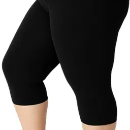 HM HUBB Capri For Girls Casual Solid Cotton Capri's For Women|Bottomwear Women Black Capri image 4
