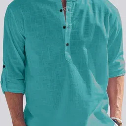 madhavista Men Solid Cotton Blend Straight Kurta-picture-22