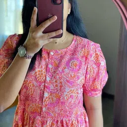 shivsankar Printed Cotton Blend Stitched Flared/A-line Gown image 3