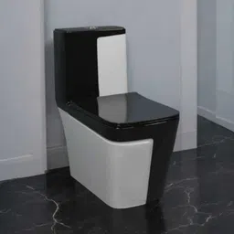solano Dimond Quality LT021 Super Black Commode With Matt Smoke Grey Finish And Round Flush Button Western Commode image 3