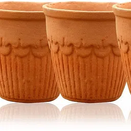 newai (Pack of 4) Tea & Coffee Set of 4 (Brown) Glass Set (120 ml, Terracotta) Glass Set Water/Juice Glass-picture-18