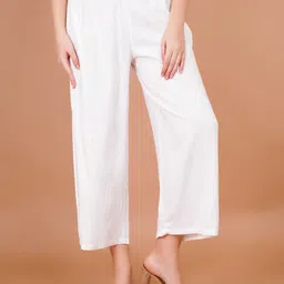 sufiana Women Regular Fit White Viscose Rayon Trousers-picture-17