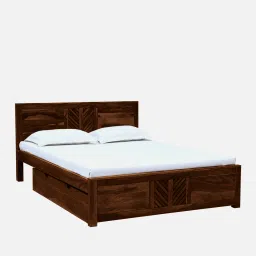 woodsworth from pepperfry Tourconing Sheesham Wood King Size Bed In Provincial Teak Finish With Drawer Storage image 4