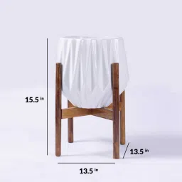 harla arts Precious Horcrux (Large) White Porcelain Floor Planters With Stand image 4