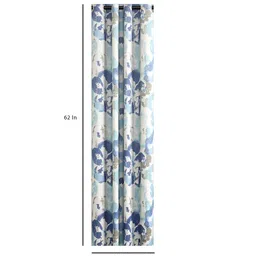 soumya Blue Floral Cotton 5 Ft Light Filtering Eyelet Window Curtain image 4