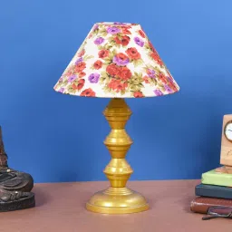 foziq Eros Red Fabric Shade Night Lamp With Metal Base image 2