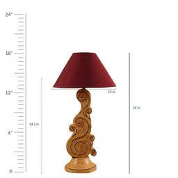 Maroon Poly Cotton Shade Table Lamp with Orange Base by Woody Lamp House image 4
