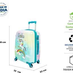 royalme Small Cabin Suitcase (18 inch) 8 Wheels - Kids Trolley Bag | Children's Lightweight Hard Shell Luggage - Multicolor image 4