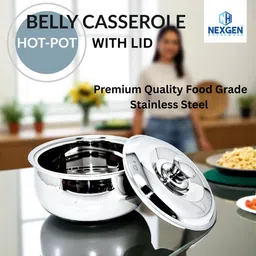 nexgen houseware Stainless Steel Double Wall Polyurethane Insulated Belly Hot-pot Serve Casserole Set image 5