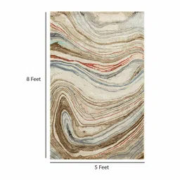 Brown Abstract Wool And Viscose 5 ft x 7 ft Hand Tufted Carpet by Jaipur Rugs image 3