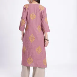 anouk rustic Women Self Design Viscose Rayon Straight Kurta image 4
