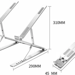 OET - A+Quality Products OET European Standard Foldable Foldable Aluminium Adjustable Laptop Stand Compatible with Mac Book and All Model Laptops ( LSTD-06 ) LSTD-06 Aluminium Desk Stand Laptop Stand with Adjustable Height Compatible with Universal Laptops image 4