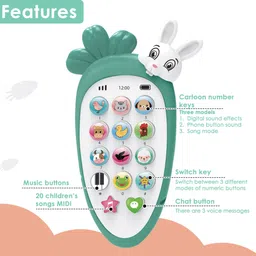 pluspoint Bunny Musical Mobile Phone - Light Green image 5