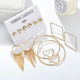 Lovely Combo 6 Pairs Set Fashion Korean Earrings for Women Girls Wear Alloy Earring Set-image-7