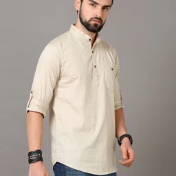 tallwalker Men Solid Pure Cotton Straight Kurta image 3