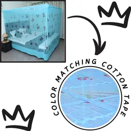 sr enterprise Flower Design Blue (6x7) HDPE - High Density Poly Ethylene Washable Adults Mosquito Net image 2