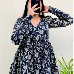 karwasara comfortwear Casual Regular Sleeves Printed Women Black Top image 4