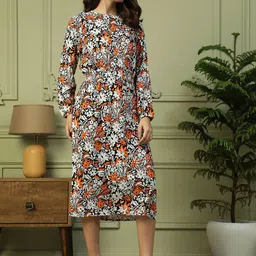 oxolloxo Women Fit and Flare Multicolor Maxi/Full Length Dress image 4