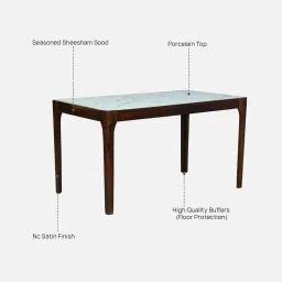 woodsworth from pepperfry Ebeltoft Sheesham Wood 6 Seater Dining Table In Provincial Teak Finish With Porcelain Top image 3