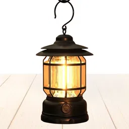drumstone Vintage Camping Lantern – LED Retro Light with Warm Glow for Outdoor Use Black Glass, Plastic Table Lantern-picture-24
