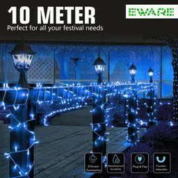 eware 74 LEDs 10 m Blue Steady String Rice Lights image 2