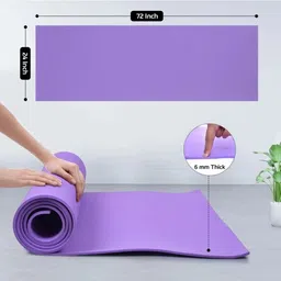 yfmats Best Quality and Anti slip Eva Eco Friendly With free Bag Purple 6 mm Yoga Mat image 2