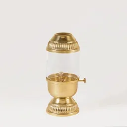 all.nation.impex Akhand Jyoti Diya With Glass Cover / Heatproof / Screw Lever Adjustable 250ML Brass Table Diya image 2