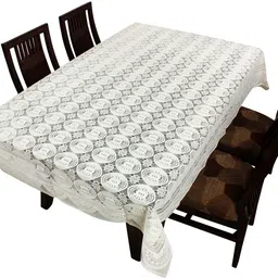 Polyester 6 Seater Self Design Table Cover-image-30