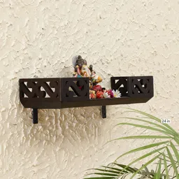 d'dass Brown Sheesham Wood Pooja Mandir Without Door image 1