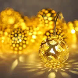 homesake Golden Metal ball Warm White 14 LEDs 5 Mtrs Moroccon Copper LED String Light image 2