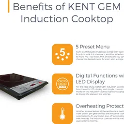 kent 1500 W Induction Cooktop Touch Panel image 4
