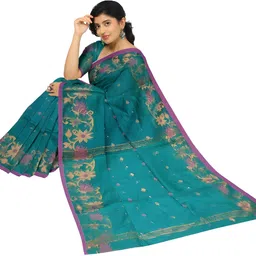 saree star Self Design Handloom Cotton Silk Saree image 4