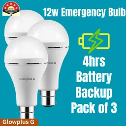 glowplus g 12W Emergency Bulb Combo Pack of 3 | Rechargeable Backup Bulbs 3 hrs Bulb Emergency Light-picture-29