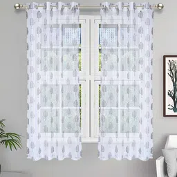 the conversion Grey Tissue Semisheer 5 Feet Eyelet Curtain (Set of 2) image 1