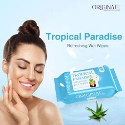 originate Tropical Paradice Refreshing Wet Wipes for Easy Makeup Excess Oil Removal-Pack-9 image 2