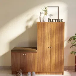 mintwud from pepperfry Enomoto Shoe Cabinet In Leon Teak Finish With Upholstered Seating-picture-14