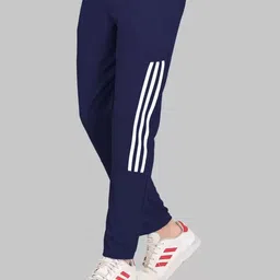 ohgory Pack of 2 Men Striped Dark Blue, Grey, White, Black Track Pants image 2