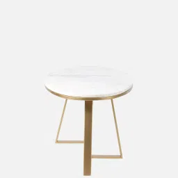 claymint Franklin Metal Coffee Table In Golden Finish With Marble Top image 5