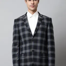 cantabil Men Checkered Single Breasted Formal Blazer-picture-11