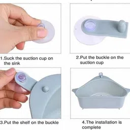 anvitechno Multifunctional Sink Basket, Drain Shelf, Storage Rack for Bathroom, Sponge Plastic Wall Shelf image 5