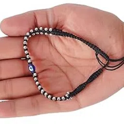 Dhruvs Collection 925 Sterling Silver Adjustable Evil Eye Nazariya Anklet Pair with 48 Silver Ball White Gold Anklet image 5