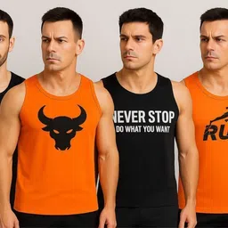 Pack of 4 Earth Lyne Men Sleeveless Gym Vest | Premium Polyester Sports Vest | Activewear Men Vest-picture-11