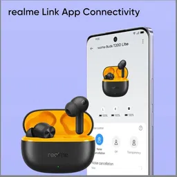 Kdmm 1REALME EARBUD T200 Lite Bluetooth in Ear Earbuds,4 Mic, AI ENC for Calls,48 h. Headphone Stand image 4