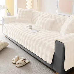 Fleece 3 Seater Sofa Plain Cover-image-0