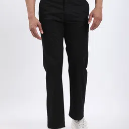 indian terrain Men Regular Fit Black Cotton Blend Trousers-picture-15