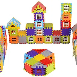 darkshri Happy House Building Blocks with Window & Smooth Rounded Edges (72 Pcs Blocks) image 4