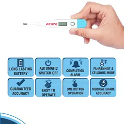 Acure Digital Thermometer | Quick Measurement - Oral & Underarm Temperature in Celsius & Fahrenheit, Water Resistant for Easy Cleaning Digital-thermoeter Thermometer image 3